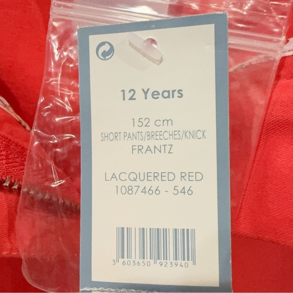 Jacadi Lacquered Red Cotton Short Pants Breeches Knick NWT Size 12A/Y - Picture 7 of 7